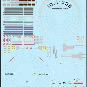 Newly upgraded USS Enterprise 1/1000 Polar Lights Star Trek TOS model kit decals 1701 Decals