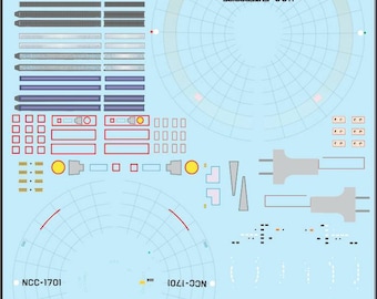 Newly upgraded USS Enterprise 1/1000 Polar Lights Star Trek TOS model kit decals 1701 Decals