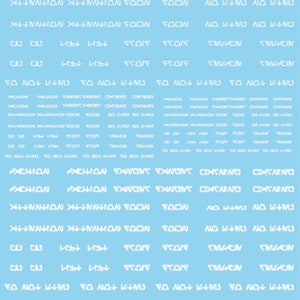 Universal Star Wars white waterslide Decals Aurebesh water slide laser printed x wing, droid, fighter
