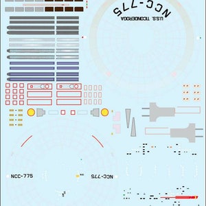 USS Ticonderoga 1/1000 Polar Lights Star Trek TOS Modellbausatz Abziehbilder 775 Abziehbilder