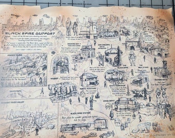 Large Disneyland inspired Batuu waterproof map