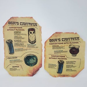 Disneyland inspired Oga's cantina Batuu waterproof menu