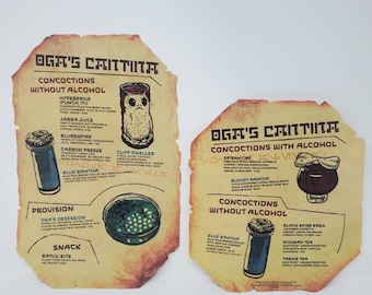 Disneyland inspired Oga's cantina Batuu waterproof menu