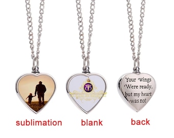 Sublimation Blank, Urn Heart Pendant and Necklace Set, Sublimation Jewelry