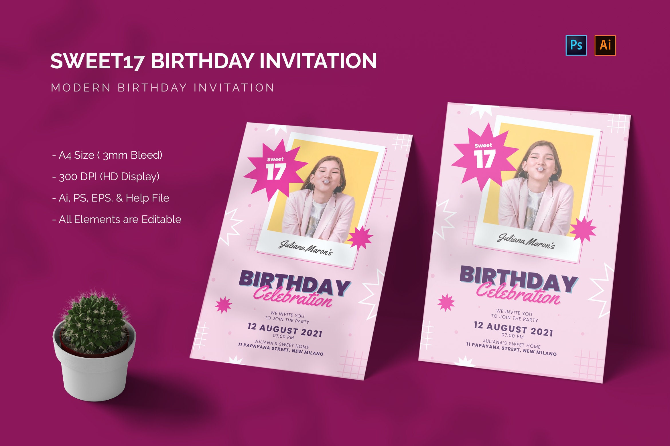 Sweet 17 Birthday Invitation Etsy