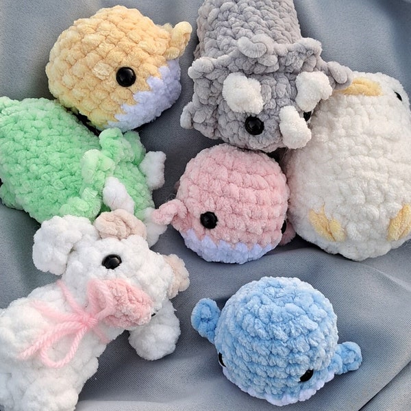 Mystery Crochet Plushies |  Cute Crochet Animals | Crochet Whale | Crochet Dino | Crochet Chicken | Crochet Cow | Mystery Box