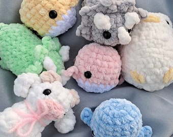 Mystery Crochet Plushies |  Cute Crochet Animals | Crochet Whale | Crochet Dino | Crochet Chicken | Crochet Cow | Mystery Box