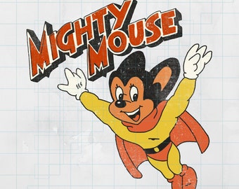 and layered SVG cut file PNG vintage cartoon mighty mouse image file image file for crafters. JPG compatible with Cricut design space