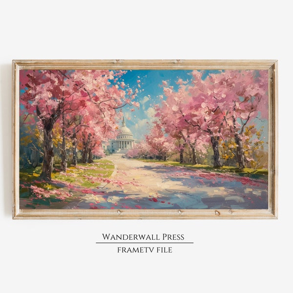 FrameTV Spring Decorating Digital Print,Travel Gift, United States Print, Cherry Blossom Print, US Travel, Washington DC, Trendy Wall Decor