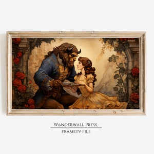 Frame TV Art Beauty and the Beast Maximalist Wall Art, Story Art, Warm Aesthetic, Vintage Fairytale Art, Gallery Wall Art, Maximalist Wall