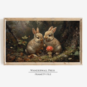 FrameTV Rabbit Decor, Digital Wallpaper, Witchy Wall Art, Dark Cottagecore Painting, Moody Gallery Wall, Trendy Wall Art, Rabbit Painting