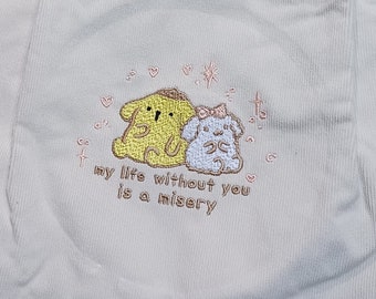 Embroidered KPOP Custom Hugging Cats, Corduroy Tote Bag, Many Trendy Colors, Corduroy Tote Bag for Girls, Corduroy Shoulder Tote Chic Purse