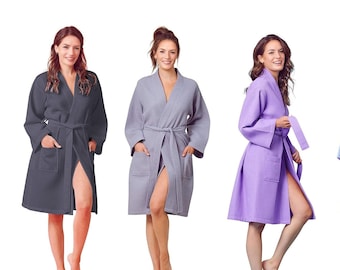 Island Luxe BORDADO PRESENTE DE NOIVA Presentes Personalizados Comprimento do Joelho Waffle Robe de Noiva 7024 Moda Moderna Cor Luxo Qualidade Monograma Robe