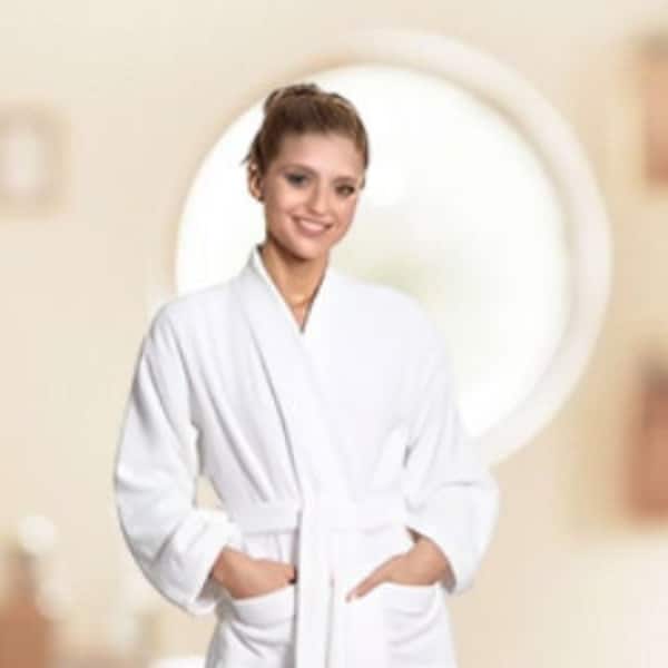 LUXURIOUS TURKISH BATHROBES Cotton White Terry Kimono Robe for Women, Lounging, Anniversary Gift for Wife, Hospital Terry Robes, 4020