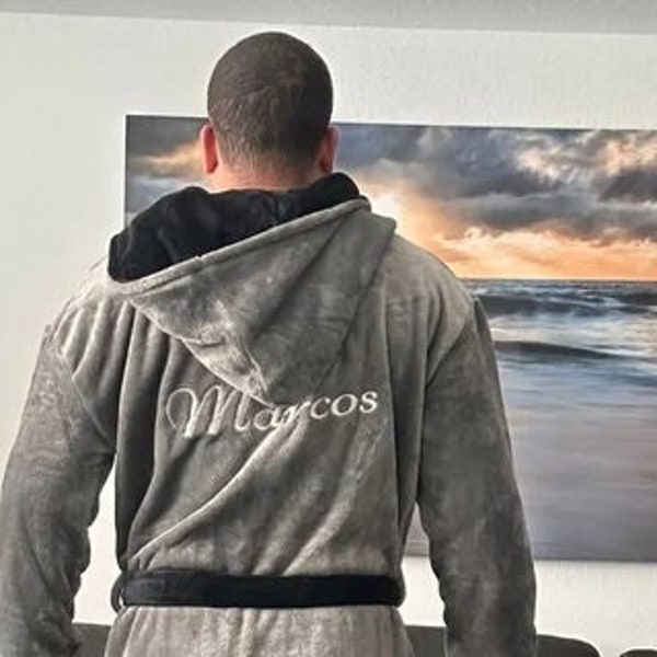 Mens Embroidered Bathrobe Etsy