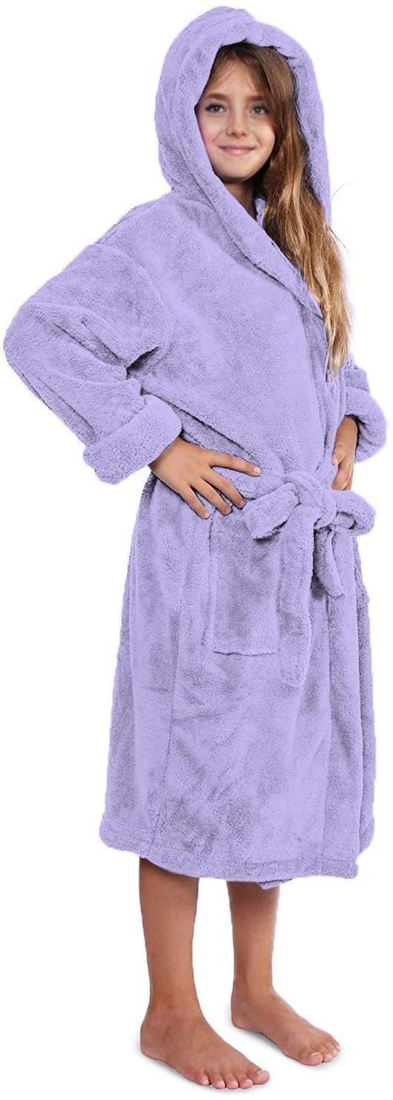 Embroidered Hooded Plush Kids Robes 2140 Kids Robe Robes Etsy