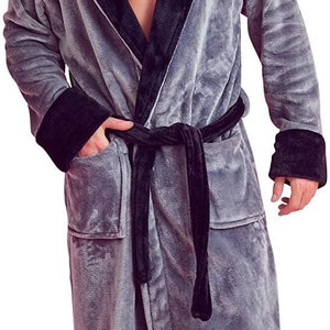 MEN'S Luxurious HOODED BATHROBE New Custom Luxury with Embroidery or Blank 6140 Lounge Wear for Adult Men Bridal Gift image 9