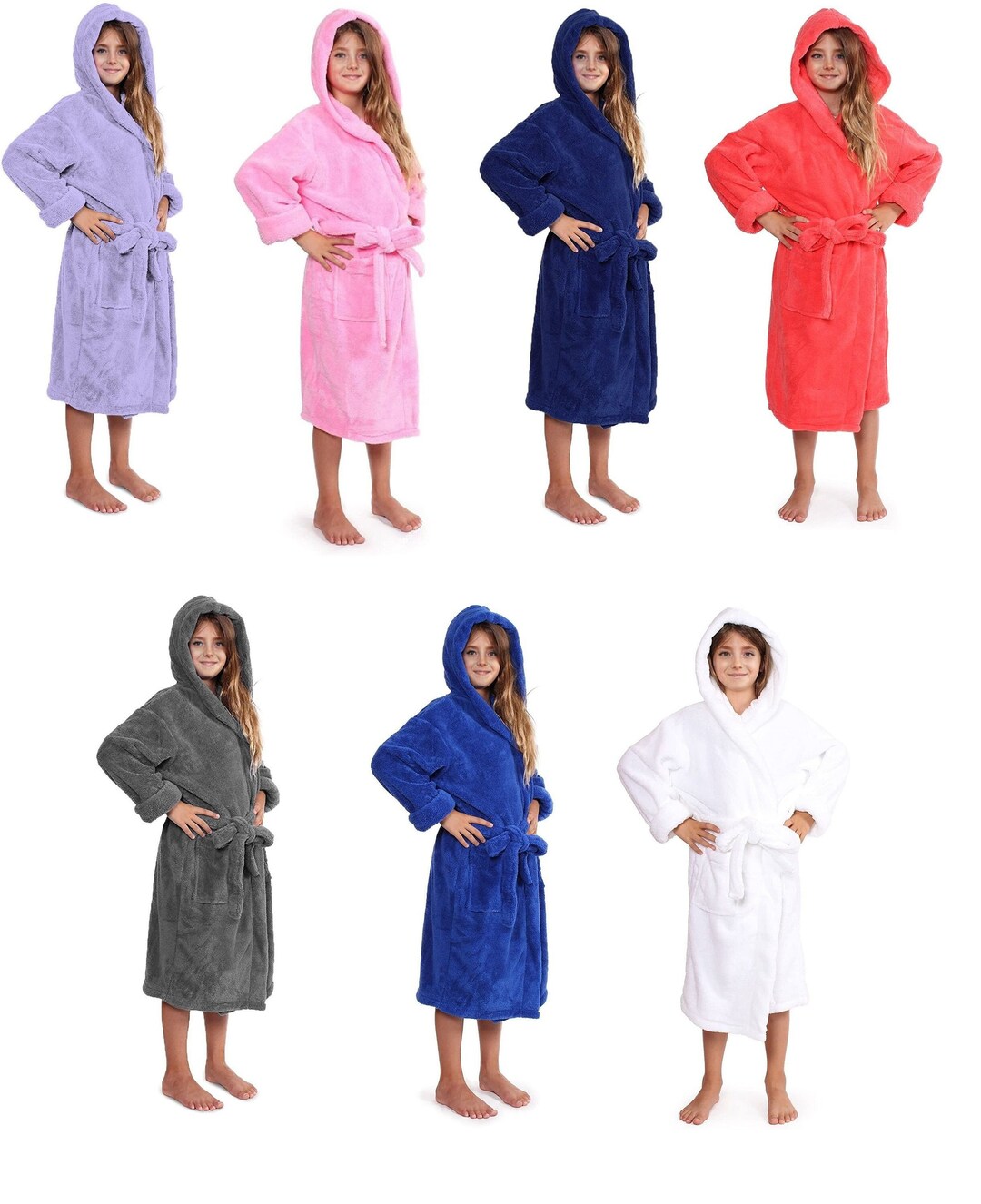 EMBROIDERED HOODED KID'S Plush Robes, Kids Robe, Robes Girls Robe, Boys Robe, Flower Girl Robes