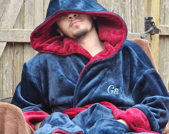 Personalized Men's Holiday Gift Robe, Custom Gift for Him, Monogrammed Men's Robe, Christmas New Holiday Robe Men's Plush