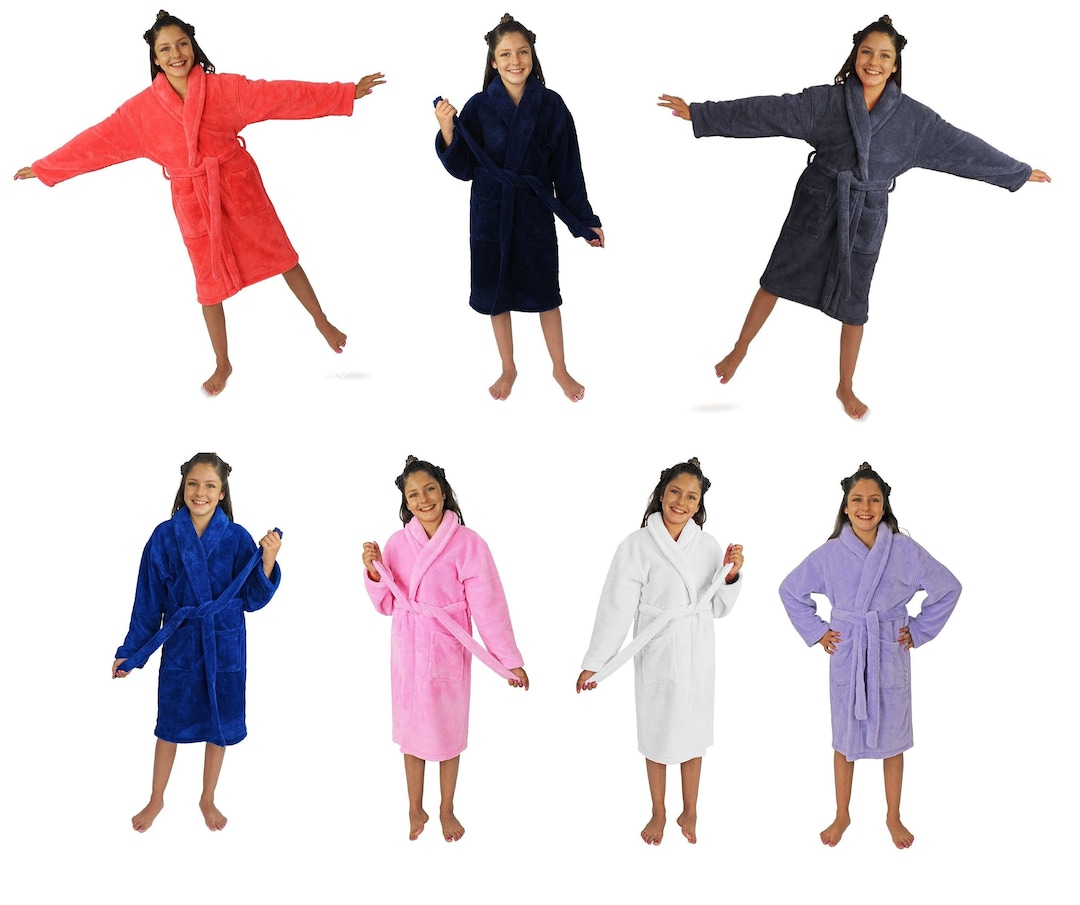 EMBROIDERED KID'S ROBES Shawl Plush, Kids Robe, Robes Girls Robe, Boys Robe, Flower Girl Robes