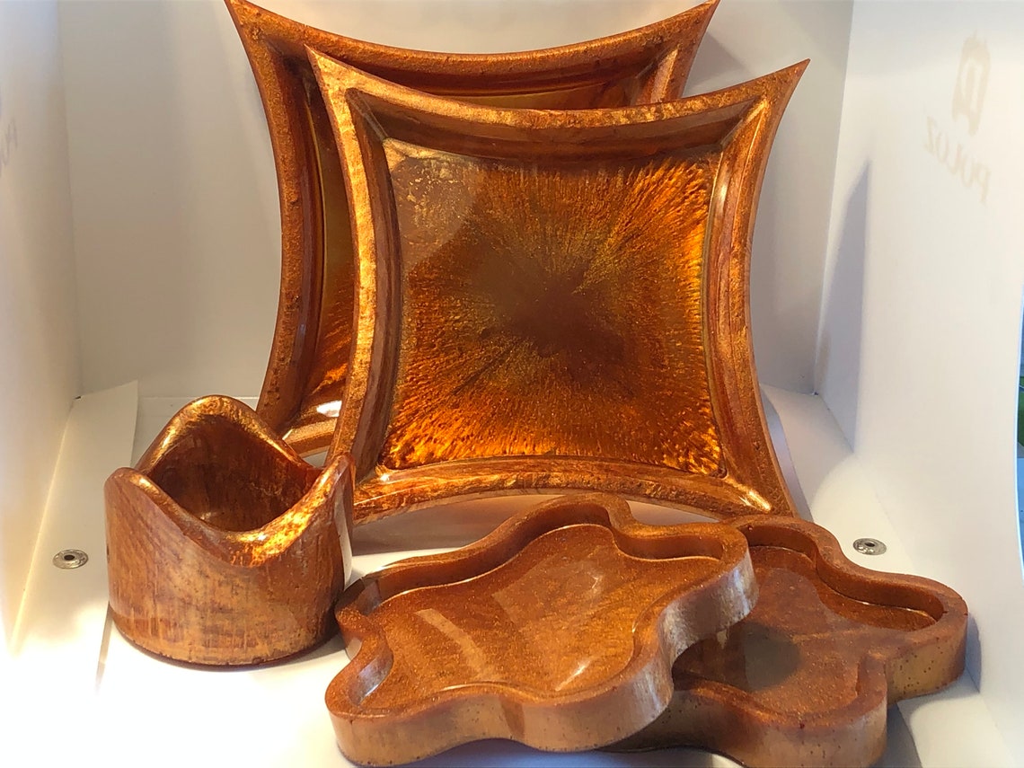 Cinq 5 pièce Bronze Coaster and Candle Holder Set Etsy