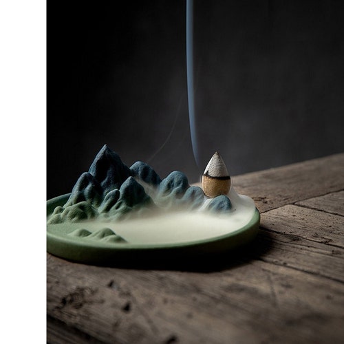 Backflow Incense Burner Green Mountains Incense Sticks Etsy