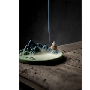 Backflow Incense Burner Green Mountains, Incense Sticks Holder, Incense Cone Holder, Zen Meditation|Yoga