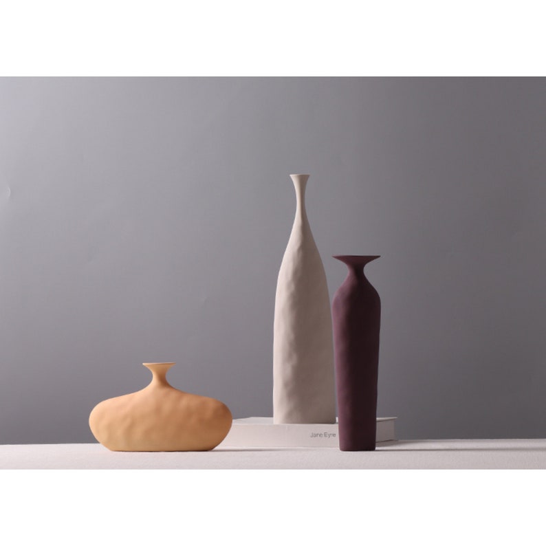Handmade Minimalistic Vase Ceramic Matt Finish, Nordic Modern Table Vase, Geometric Vase, Morandi Colors image 9