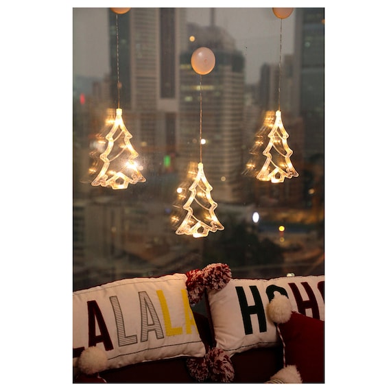 Christmas Window Lights Decoration Santa Claus Christmas Tree