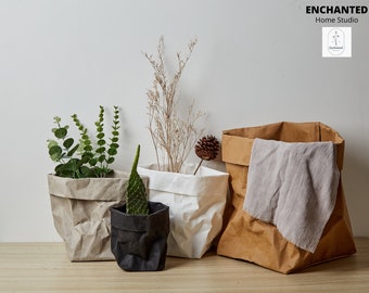 Kraft Paper Storage Bags Washable/Reusable, Indoor Planter Baskets, Organization Storage Bags, Sustainable& Eco-Friendly