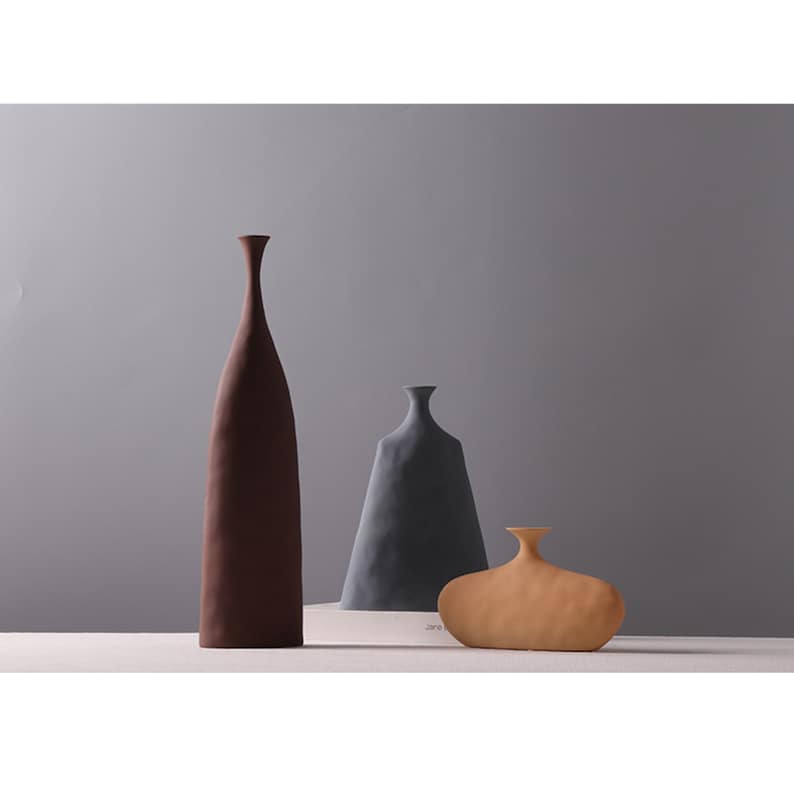 Handmade Minimalistic Vase Ceramic Matt Finish, Nordic Modern Table Vase, Geometric Vase, Morandi Colors image 5