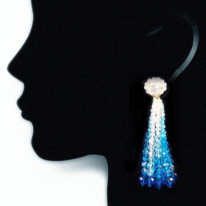 COPPOLA E TOPPO Clear and Shades of Blue Glass Crystals 4" Shoulder-duster Earrings