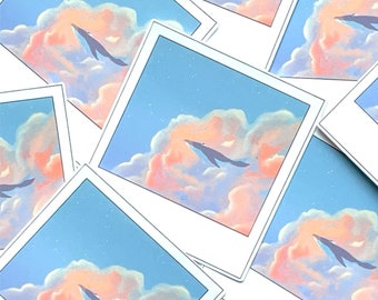 Wal in Wolken Polaroid Sticker | Studio Ghibli Ästhetik