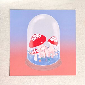 Mushroom Terrarium Art Print | Dreamy Mystical Decor