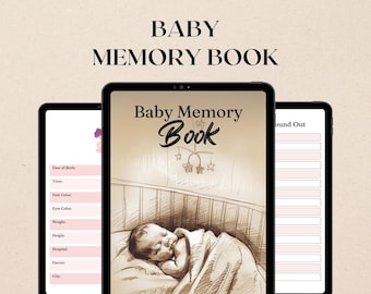 Custom Baby Memory Book | Personalized First Year Keepsake | Newborn Memory Book for Boy or Girl | Baby Announcement Gift
