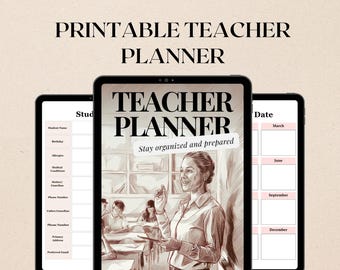 Printable Teacher Planner | Digital Lesson Plan And Weekly Organizer | Classroom Planner for Teachers | Ideal Teacher Gift And Resource