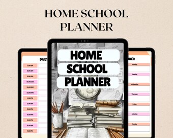 Home School Planner | Printable Daily And Weekly Homeschool Schedule | Editable Digital Planner And Calendar Template