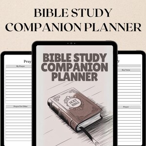 Bible Study Companion Planner | Digital Christian Prayer Journal, Scripture Study Guide, Printable Sermon Notes & Faith Planner