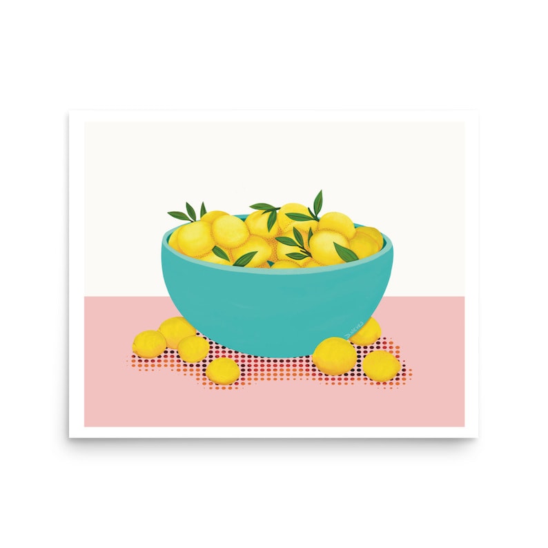 Lemons in a Bowl Poster/ Lemons Art/ Botanical Art/citrus - Etsy
