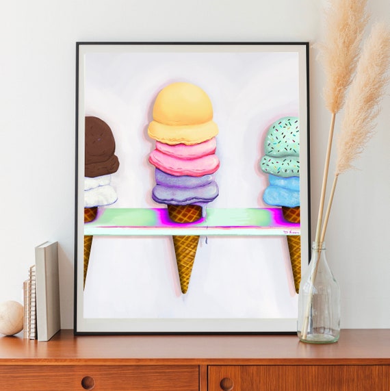 Ice Cream Variety Poster/dessert Wall Art/ice Cream Scoops | Etsy