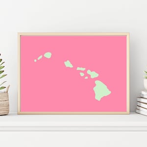 Dessin de carte des îles hawaïennes Poster