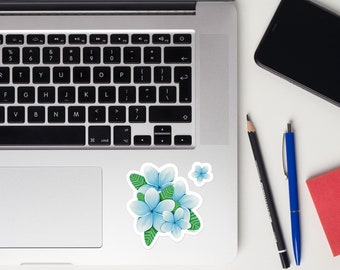 Blue Plumerias Bubble-free stickers