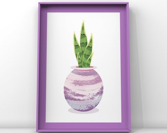 Snake Plant  Drawing Poster