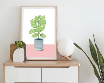 Fiddle - leaf Fig Tree Poster/ Botanical Art/ Plant Mom