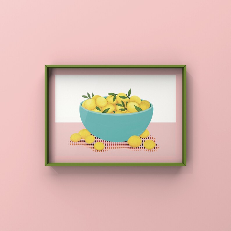 Lemons in a Bowl Poster/ Lemons Art/ Botanical Art/citrus - Etsy