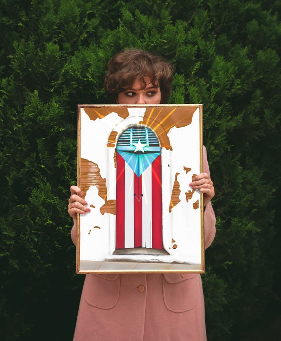 Puerto Rican Flag Door/ Old San Juan/ Art/ Decor/ Poster/ Etsy