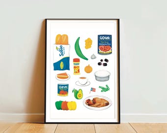 Comida Criolla/ Puerto Rican Food Poster/Gift/ Decor/ Goya Inspired/ Pan Sobao Inspired