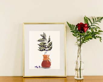 Coffee Plant Art Print: Pour Over Coffee Maker Poster