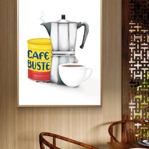 Koffiekunst/ Greca Art/ Koffiebonenposter/ Cafe Bustelo geïnspireerde kunst