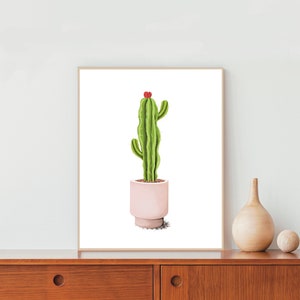 Kaktus Zeichnung Poster/ Pflanzen Kunst/ Botanische Kunst/ Sukkulenten